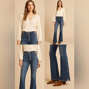 Anthropologie Pilcro High Rise Bootcut Jeans 27 Button‎ Fly Premium Denim Luxury